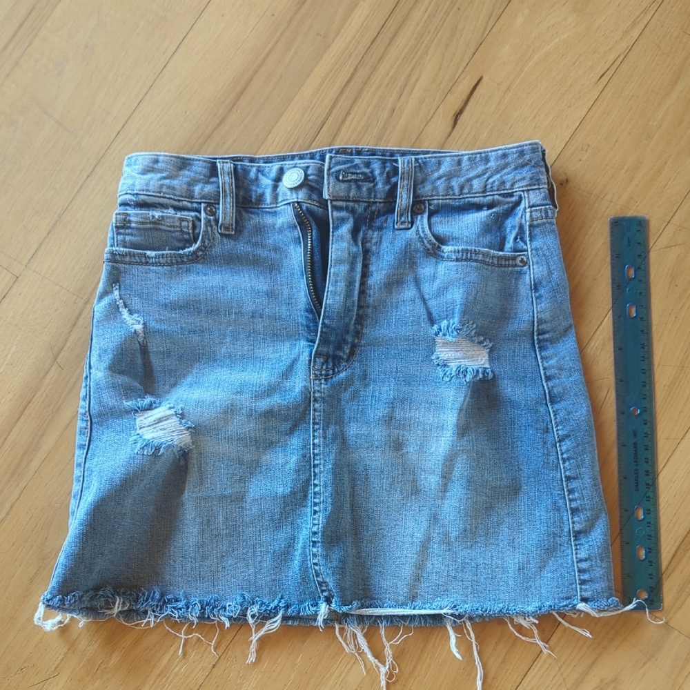 Denim Distressed Skirt